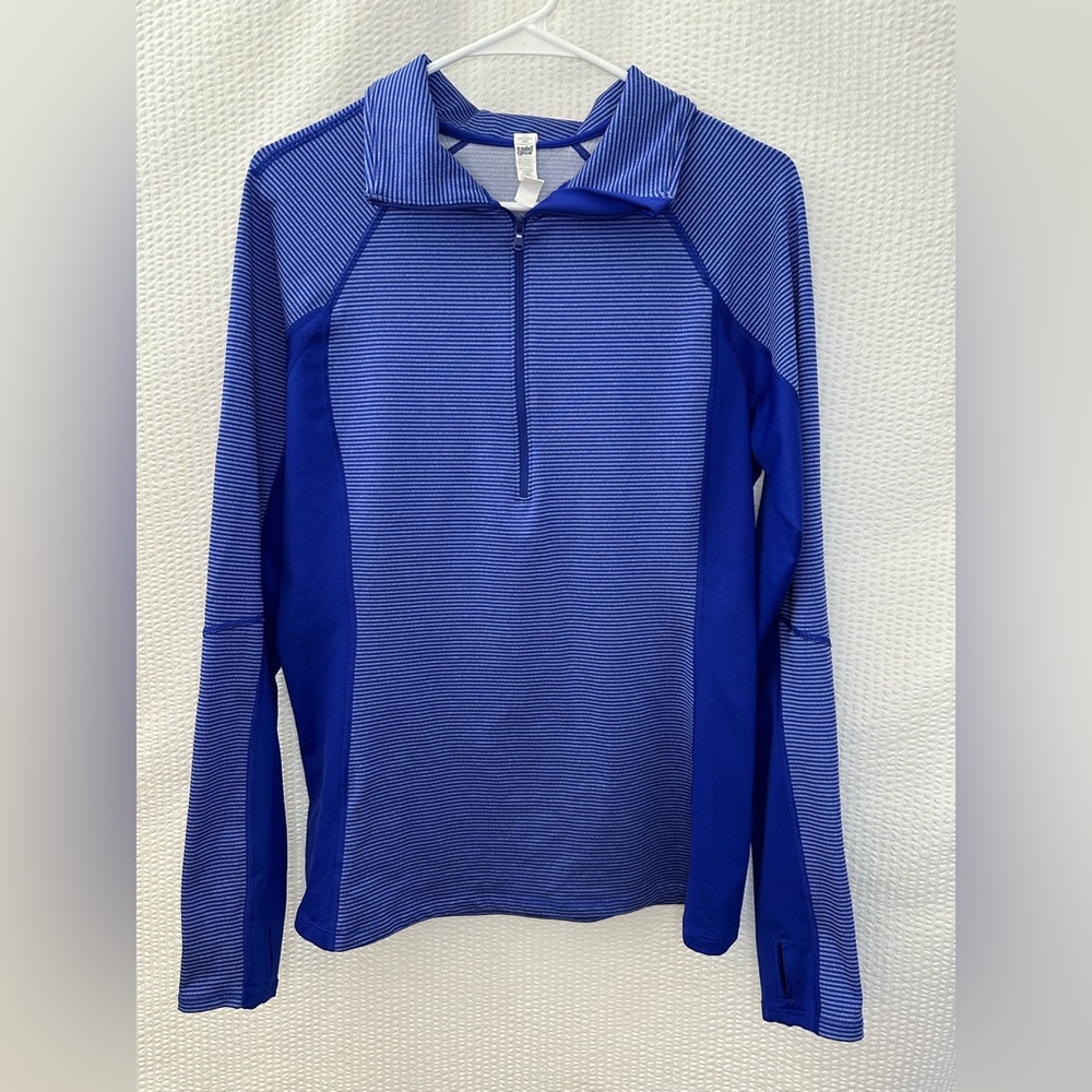 Under Armour ColdGear 1/4 Zip Pullover Blue Long Sleeve Thumbhole Top Large